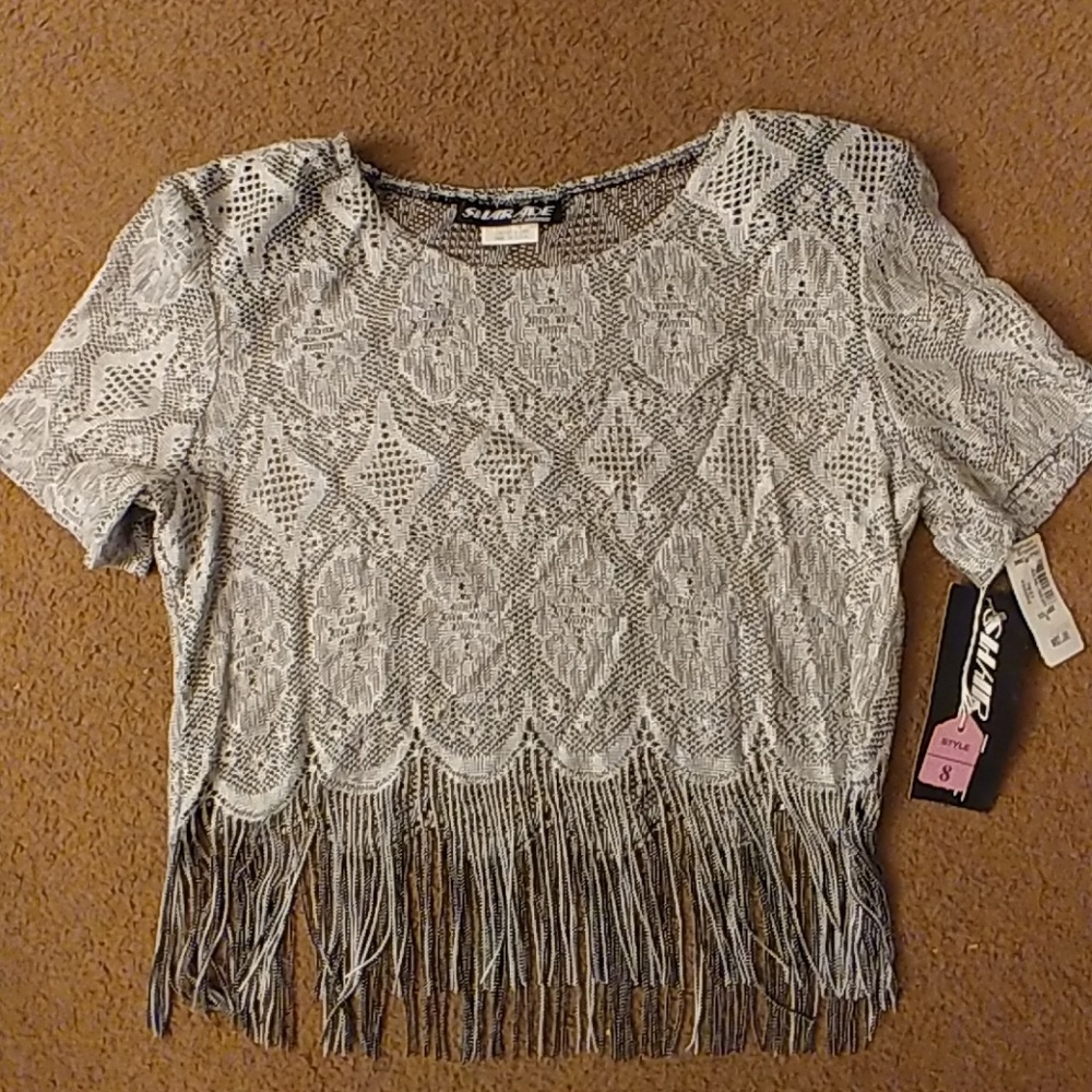 Sharade of California womens size 8 fringe top NWT